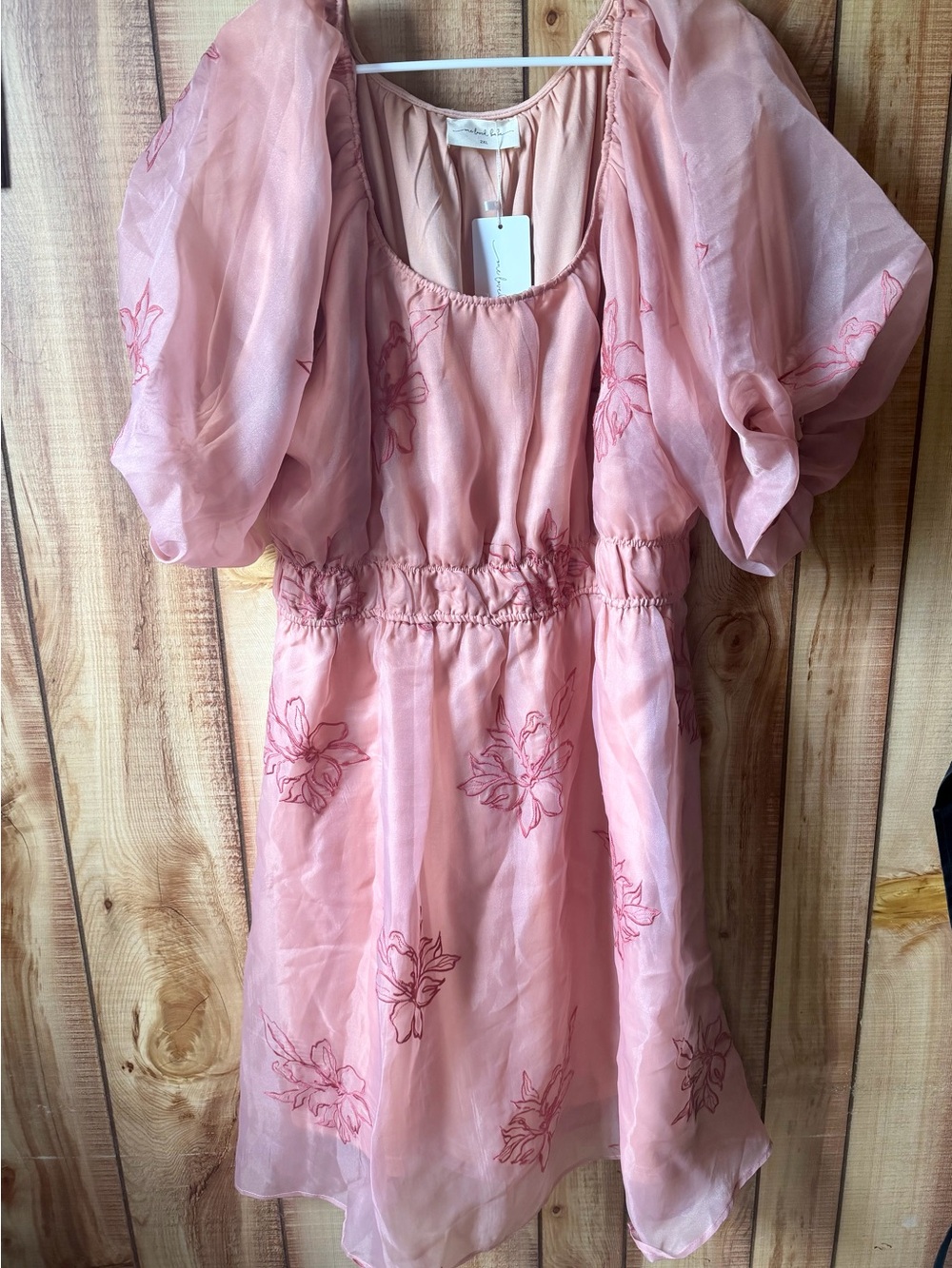 Pink Floral Mini Dress with Puff Sleeves